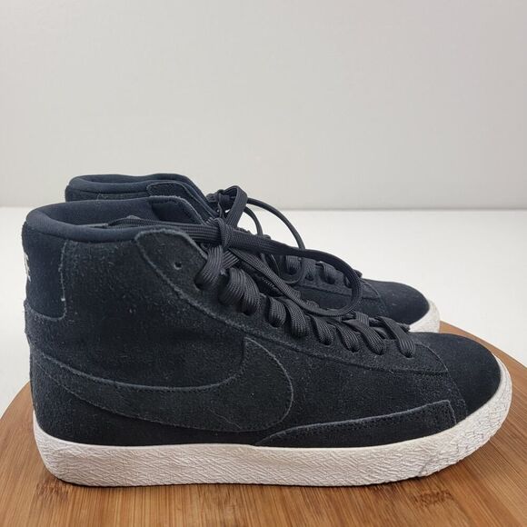 Nike Blazer Mid Premium Sz 6y Womens 8 Black Suede High Top Sneakers 895850-003 - Picture 6 of 12